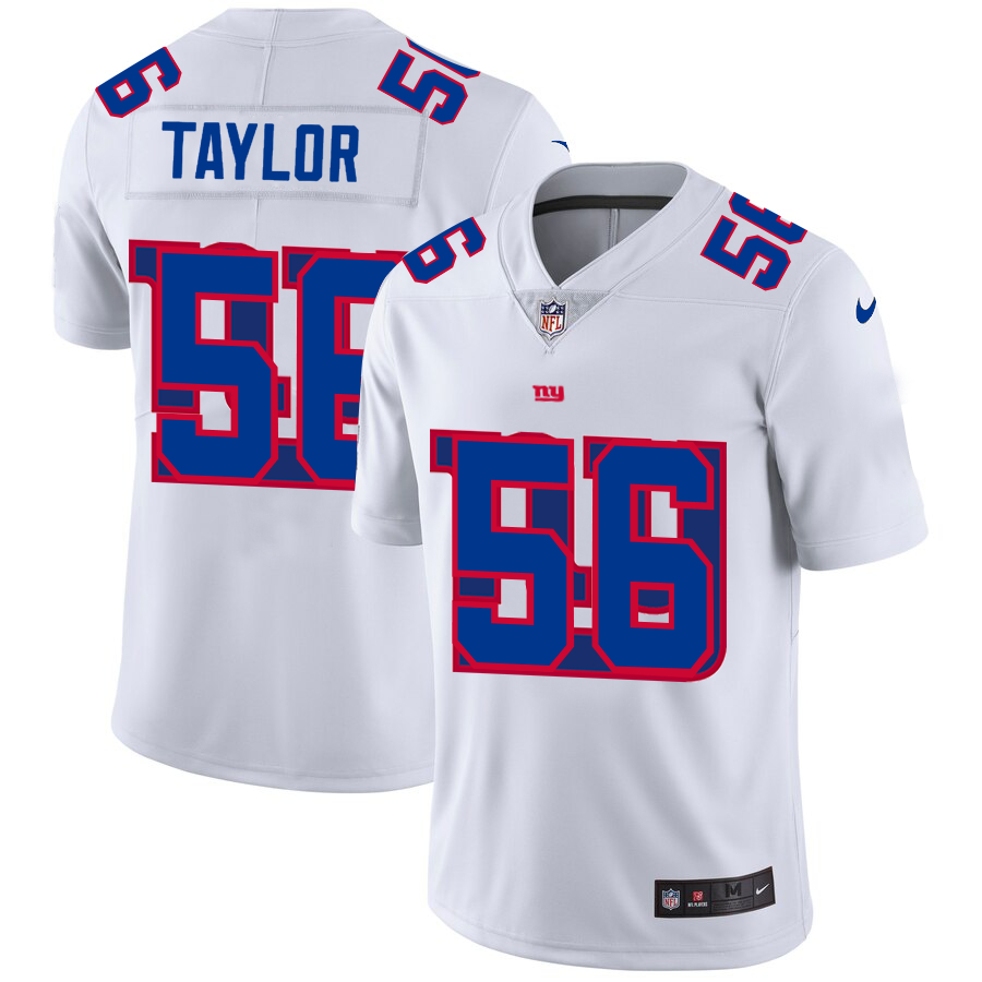 Personalized Giants 56 Lawrence Taylor White Shadow Logo Limited Jersey