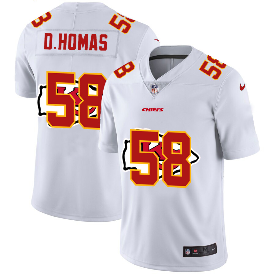 Personalized Chiefs 58 Derrick Thomas White Shadow Logo Limited Jersey