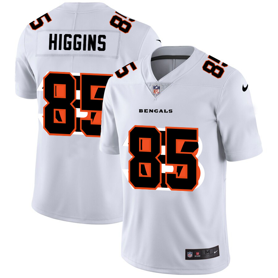 Personalized Bengals 85 Tee Higgins White Shadow Logo Limited Jersey