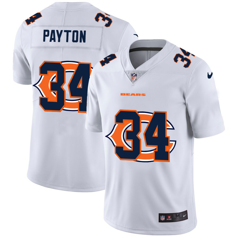 Personalized Bears 34 Walter Payton White Shadow Logo Limited Jersey