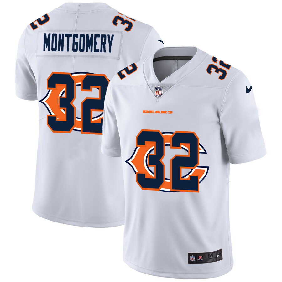 Personalized Bears 32 David Montgomery White Shadow Logo Limited Jersey