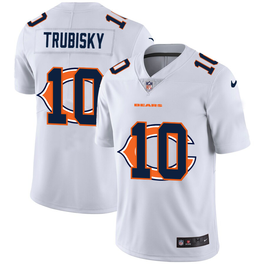 Personalized Bears 10 Mitchell Trubisky White Shadow Logo Limited Jersey