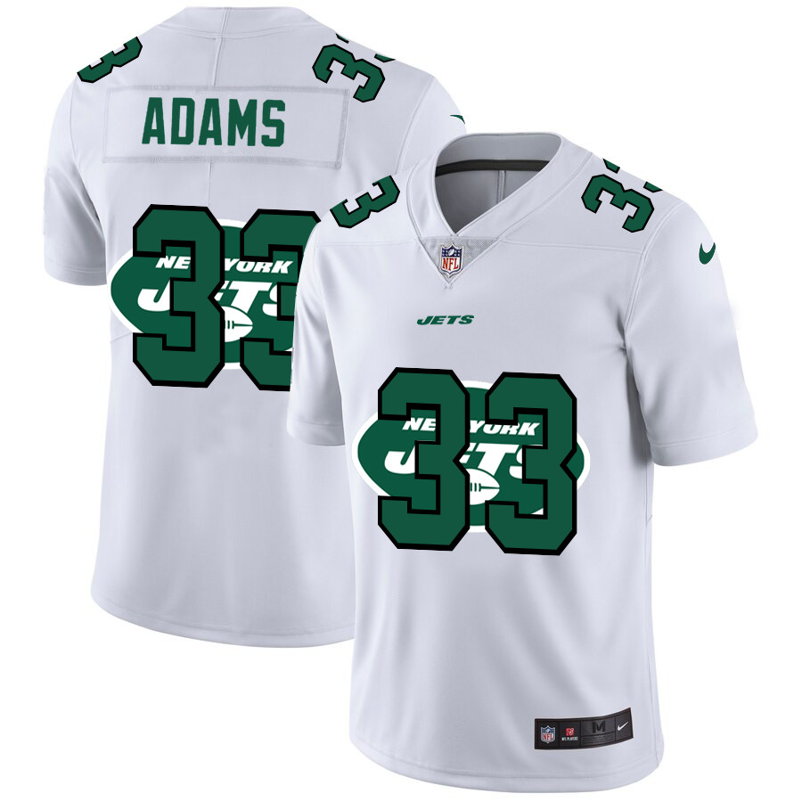 Personalized New York Jets #33 Jamal Adams White Men’s Team Logo Dual Overlap Limited NFL Jersey