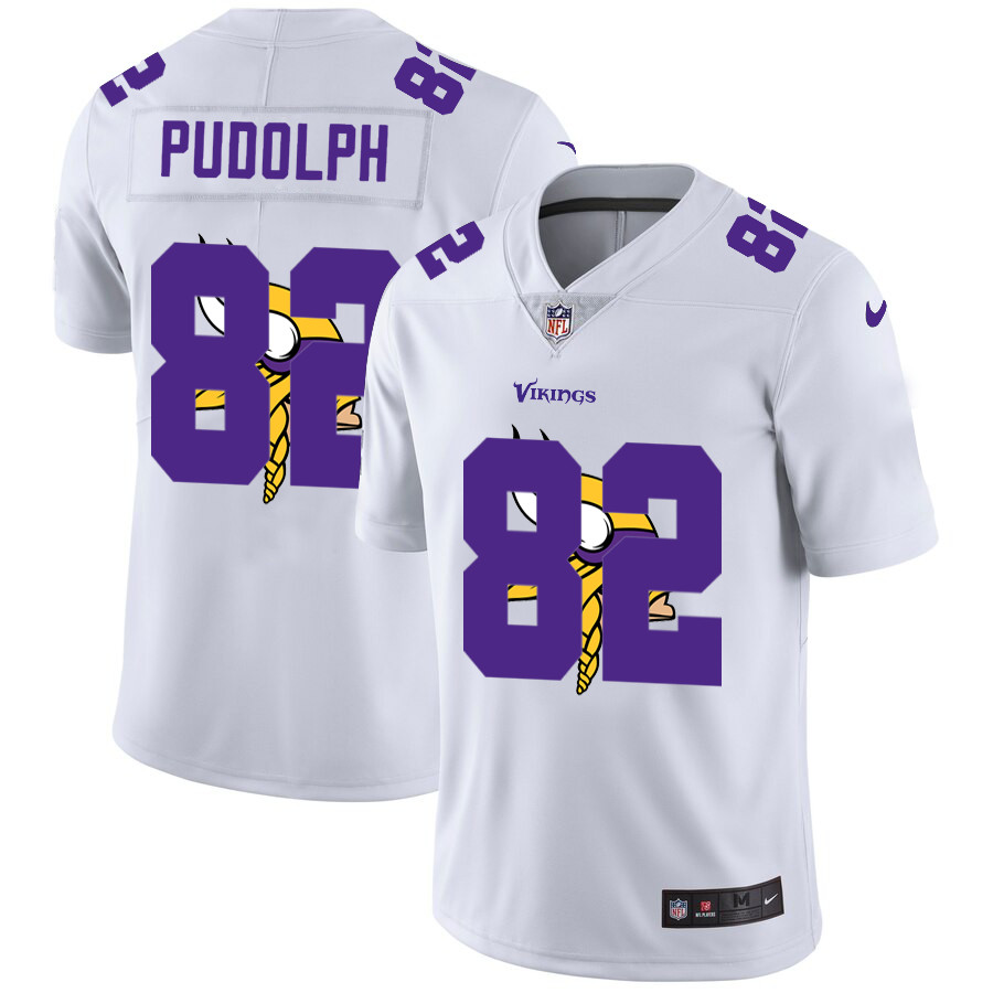 Personalized Minnesota Vikings #82 Kyle Rudolph White Men’s Team Logo Dual Overlap Limited NFL Jersey