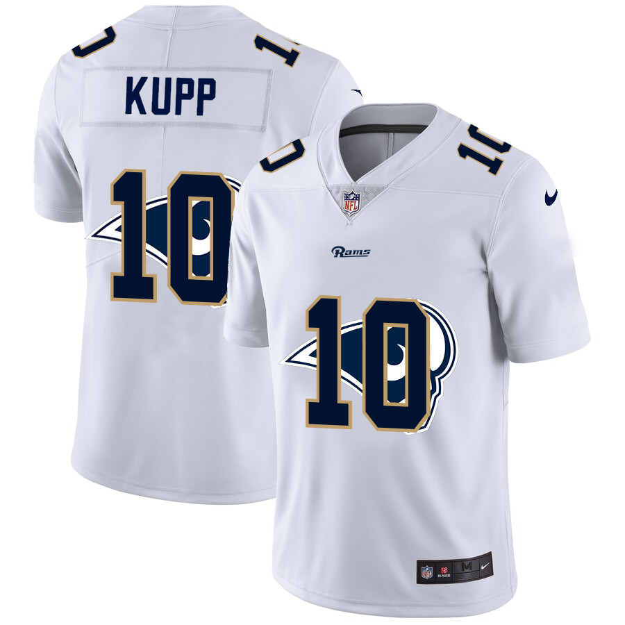 Personalized Los Angeles Rams #10 Cooper Kupp White Men’s Team Logo Dual Overlap Limited NFL Jersey