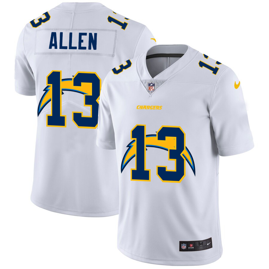 Personalized Los Angeles Chargers #13 Keenan Allen White Men’s Team Logo Dual Overlap Limited NFL Jersey
