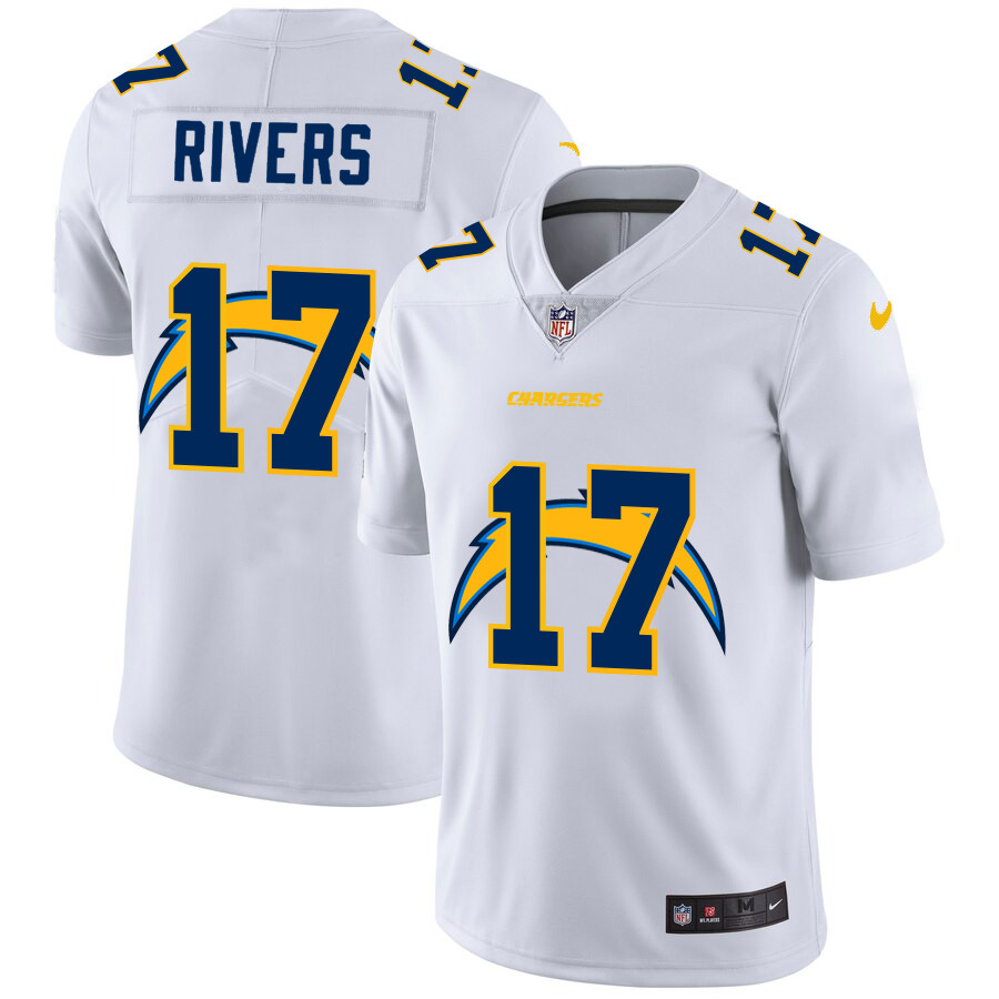 Personalized Los Angeles Chargers #17 Philip Rivers White Men’s Team Logo Dual Overlap Limited NFL Jersey