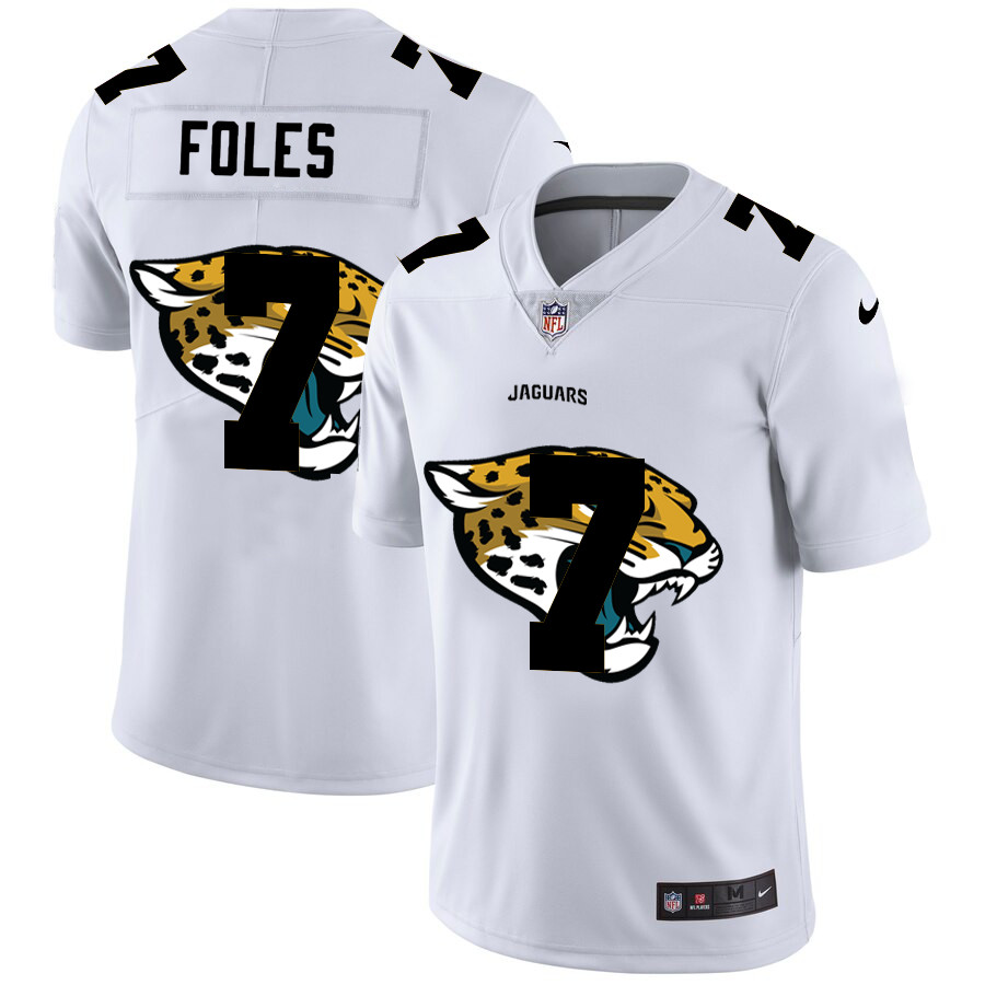 Personalized Jacksonville Jaguars #7 Nick Foles White Men’s Team Logo Dual Overlap Limited NFL Jersey