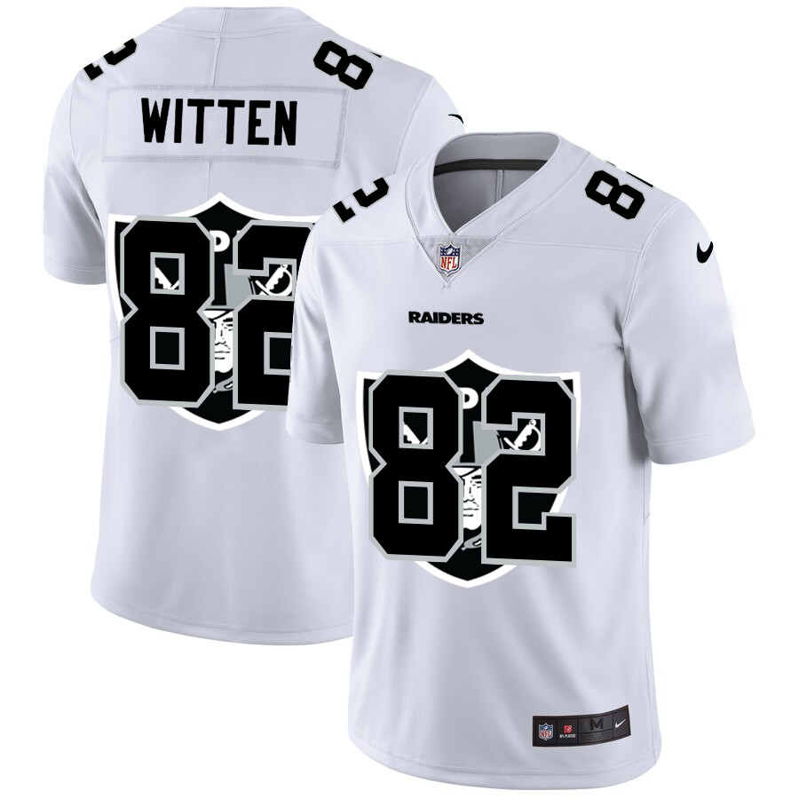 Personalized Las Vegas Raiders #82 Jason Witten White Men’s Team Logo Dual Overlap Limited NFL Jersey