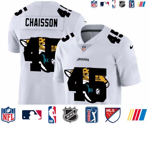 Personalized Jacksonville Jaguars #45 K’Lavon Chaisson White Men’s Team Logo Dual Overlap Limited NFL Jersey