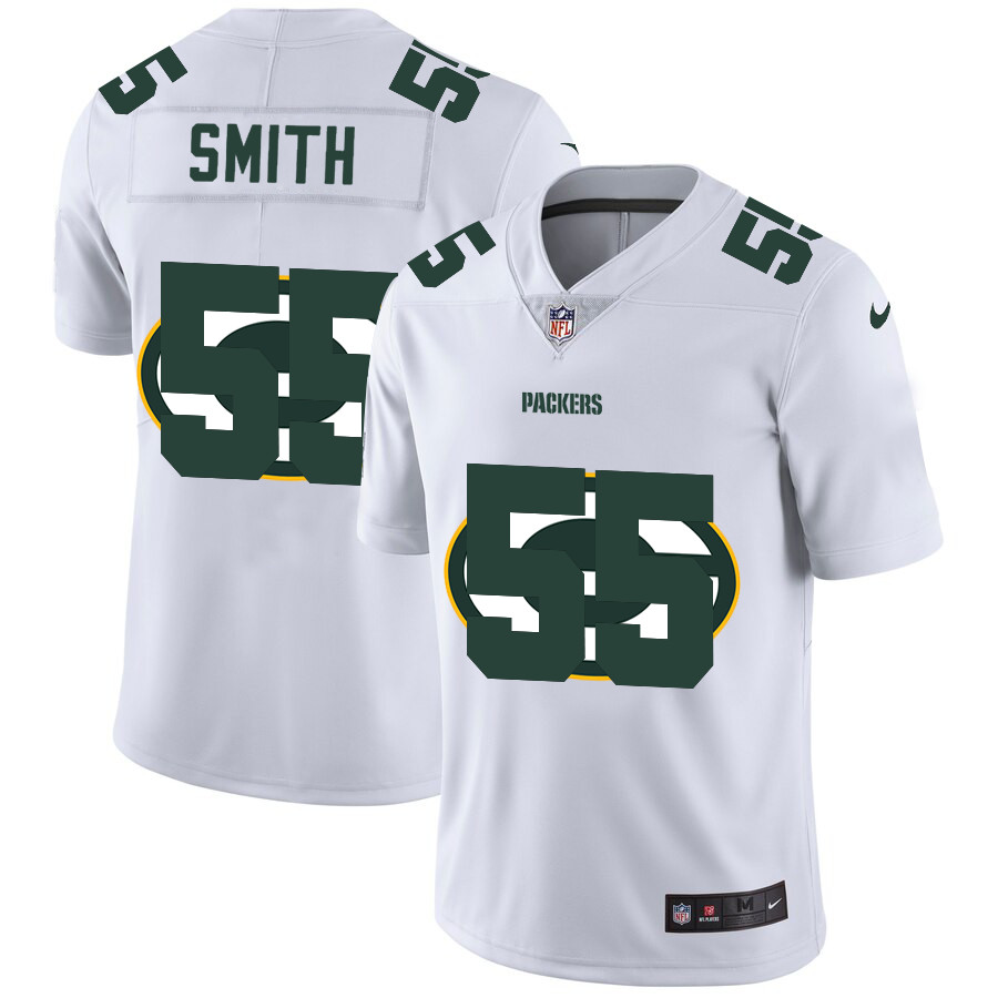 Personalized Green Bay Packers #55 Za’Darius Smith White Men’s Team Logo Dual Overlap Limited NFL Jersey