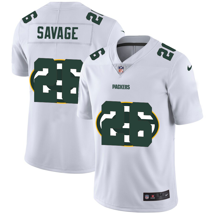 Personalized Green Bay Packers #26 Darnell Savage Jr. White Men’s Team Logo Dual Overlap Limited NFL Jersey
