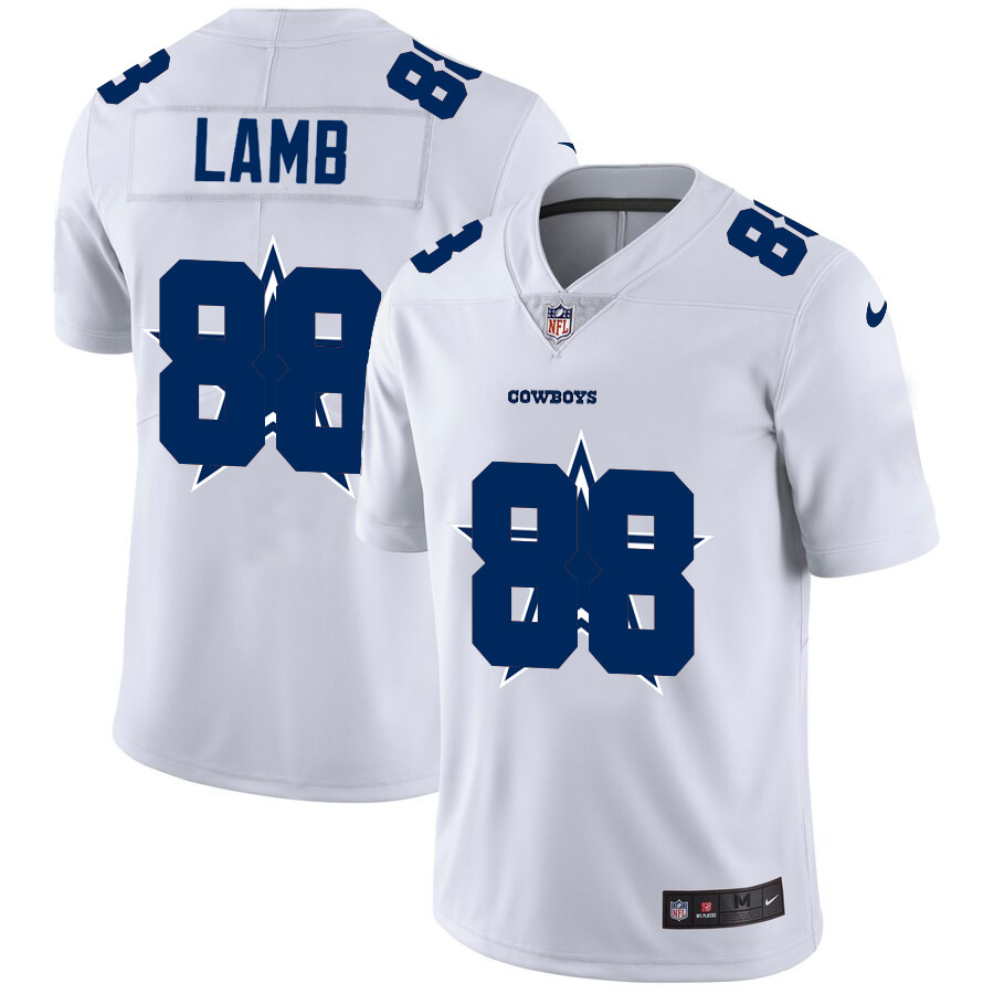 Personalized Dallas Cowboys #88 CeeDee Lamb White Men’s Team Logo Dual Overlap Limited NFL Jersey