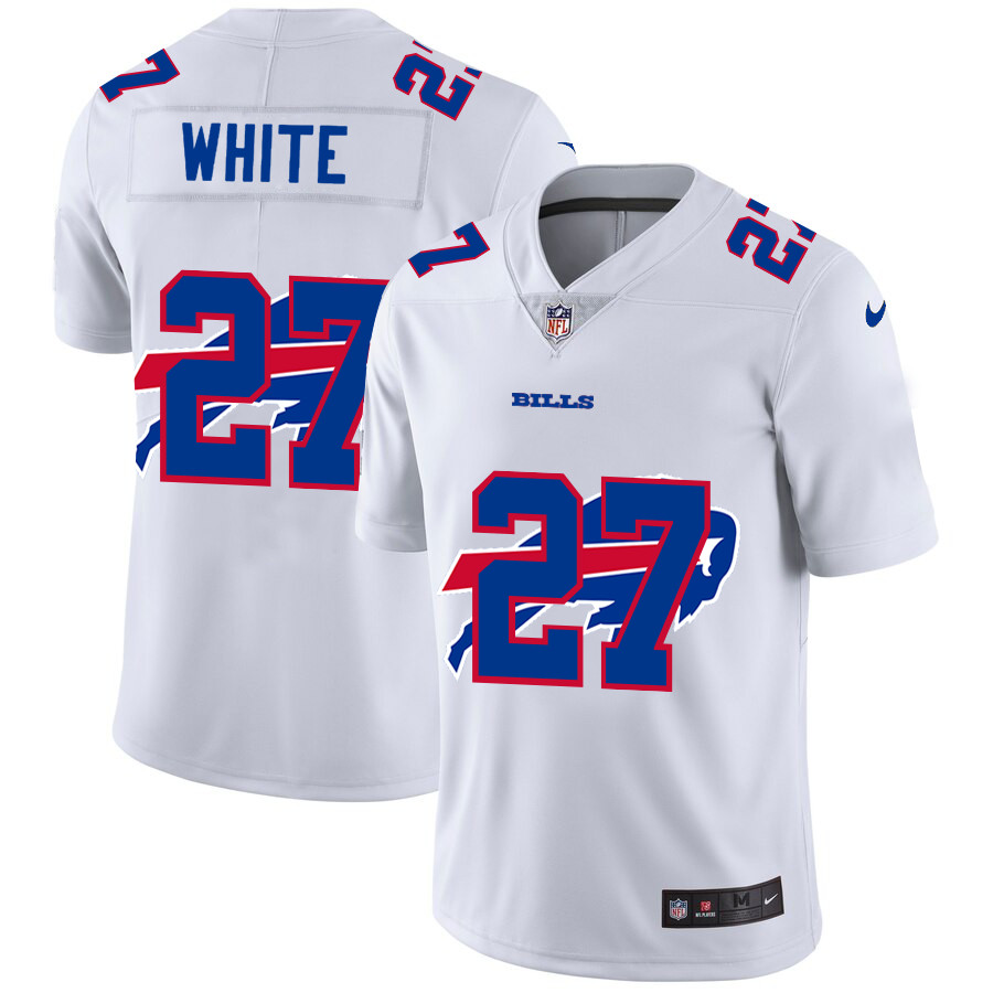 Personalized Buffalo Bills #27 Tre’Davious White White Men’s Team Logo Dual Overlap Limited NFL Jersey