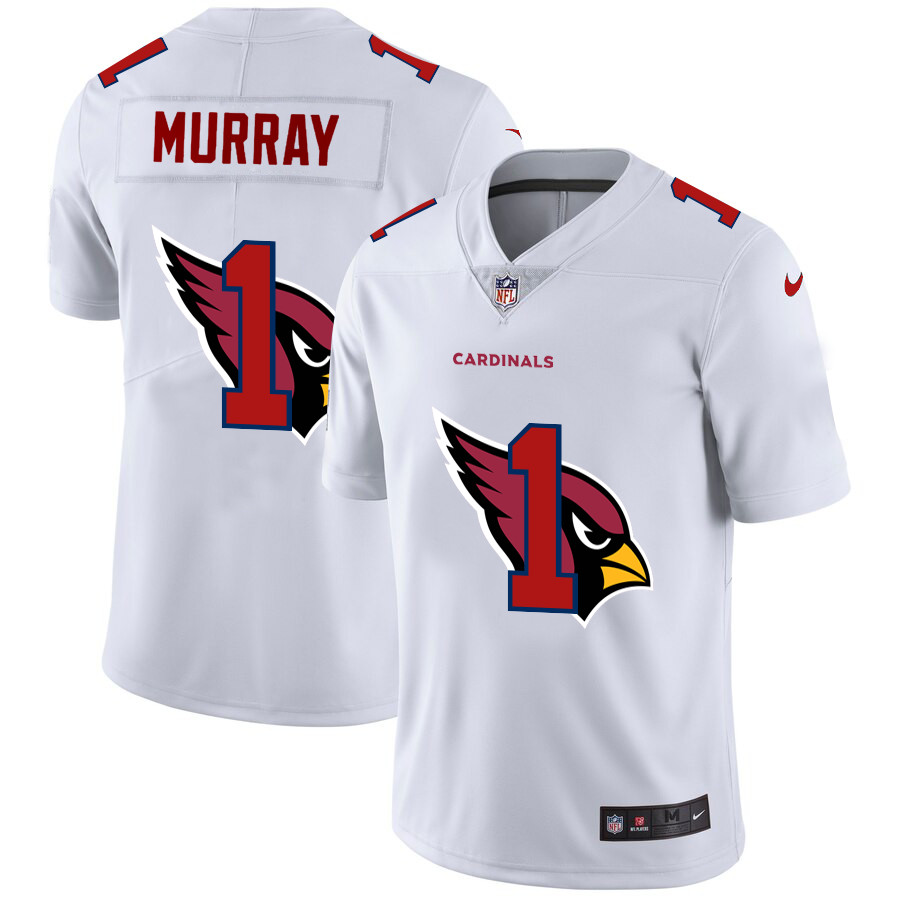 Personalized Arizona Cardinals #1 Kyler Murray White Men’s Team Logo Dual Overlap Limited NFL Jersey