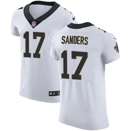 Personalized Saints #17 Emmanuel Sanders White Men’s Stitched NFL New Elite Jersey