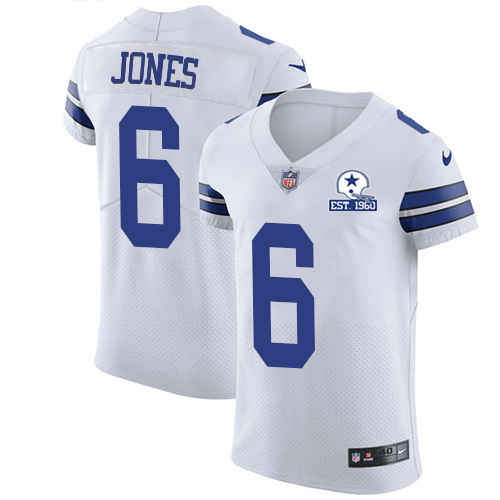 Personalized Cowboys #6 Chris Jones White Men’s Stitched With Established In 1960 Patch NFL New Elite Jersey