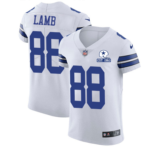 Personalized Cowboys #88 CeeDee Lamb White Men’s Stitched With Established In 1960 Patch NFL New Elite Jersey