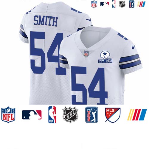 Personalized Cowboys #54 Jaylon Smith White Men’s Stitched With Established In 1960 Patch NFL New Elite Jersey