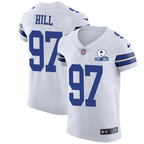 Personalized Cowboys #97 Trysten Hill White Men’s Stitched With Established In 1960 Patch NFL New Elite Jersey