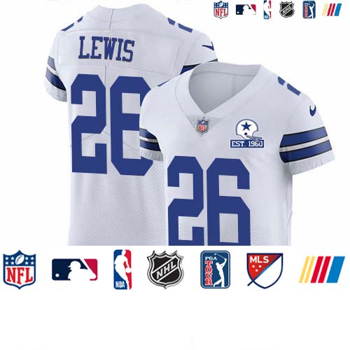 Personalized Cowboys #26 Jourdan Lewis White Men’s Stitched With Established In 1960 Patch NFL New Elite Jersey