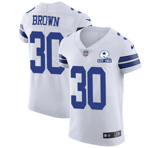Personalized Cowboys #30 Anthony Brown White Men’s Stitched With Established In 1960 Patch NFL New Elite Jersey