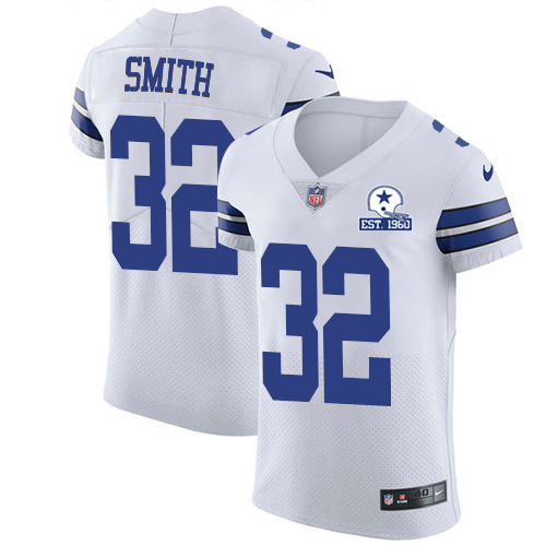 Personalized Cowboys #32 Saivion Smith White Men’s Stitched With Established In 1960 Patch NFL New Elite Jersey