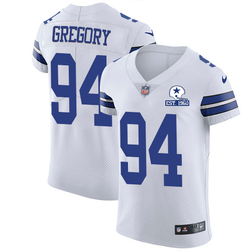 Personalized Cowboys #94 Randy Gregory White Men’s Stitched With Established In 1960 Patch NFL New Elite Jersey