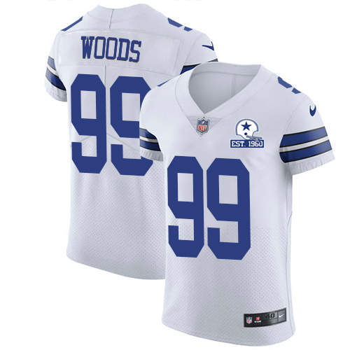 Personalized Cowboys #99 Antwaun Woods White Men’s Stitched With Established In 1960 Patch NFL New Elite Jersey