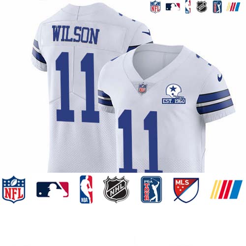Personalized Cowboys #11 Cedrick Wilson White Men’s Stitched With Established In 1960 Patch NFL New Elite Jersey