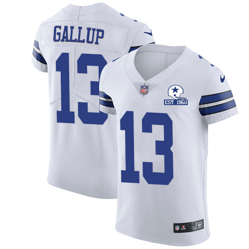 Personalized Cowboys #13 Michael Gallup White Men’s Stitched With Established In 1960 Patch NFL New Elite Jersey