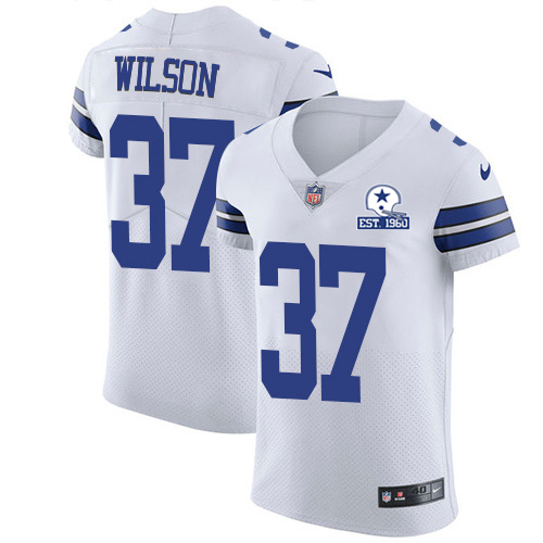Personalized Cowboys #37 Donovan Wilson White Men’s Stitched With Established In 1960 Patch NFL New Elite Jersey