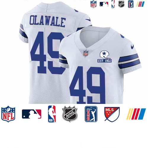 Personalized Cowboys #49 Jamize Olawale White Men’s Stitched With Established In 1960 Patch NFL New Elite Jersey