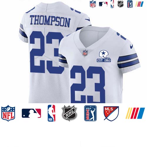 Personalized Cowboys #23 Darian Thompson White Men’s Stitched With Established In 1960 Patch NFL New Elite Jersey