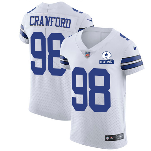 Personalized Cowboys #98 Tyrone Crawford White Men’s Stitched With Established In 1960 Patch NFL New Elite Jersey