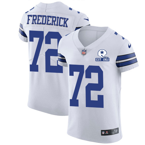 Personalized Cowboys #72 Travis Frederick White Men’s Stitched With Established In 1960 Patch NFL New Elite Jersey