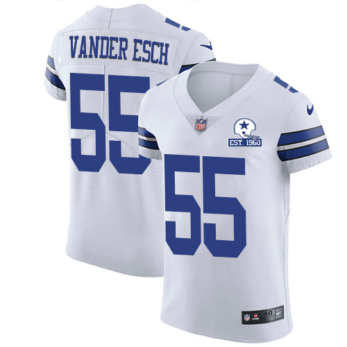 Personalized Cowboys #55 Leighton Vander Esch White Men’s Stitched With Established In 1960 Patch NFL New Elite Jersey