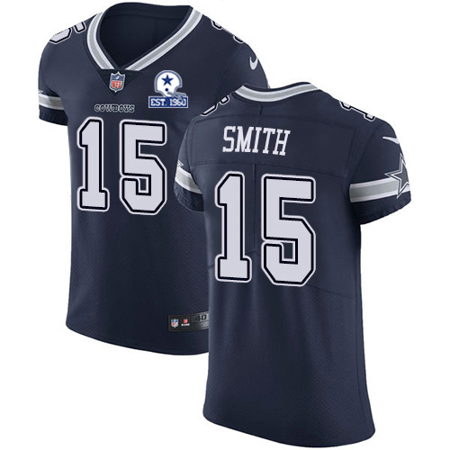 Personalized Cowboys #15 Devin Smith Navy Blue Team Color Men’s Stitched With Established In 1960 Patch NFL Untouchable Elite Jersey