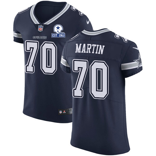 Personalized Cowboys #70 Zack Martin Navy Blue Team Color Men’s Stitched With Established In 1960 Patch NFL Untouchable Elite Jersey