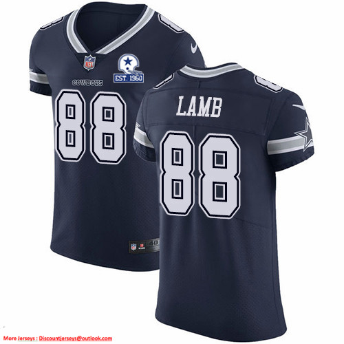 Personalized Cowboys #88 CeeDee Lamb Navy Blue Team Color Men’s Stitched With Established In 1960 Patch NFL Untouchable Elite Jersey