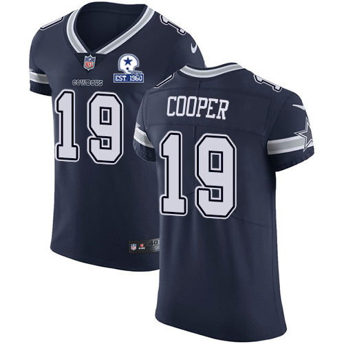 Personalized Cowboys #19 Amari Cooper Navy Blue Team Color Men’s Stitched With Established In 1960 Patch NFL Untouchable Elite Jersey