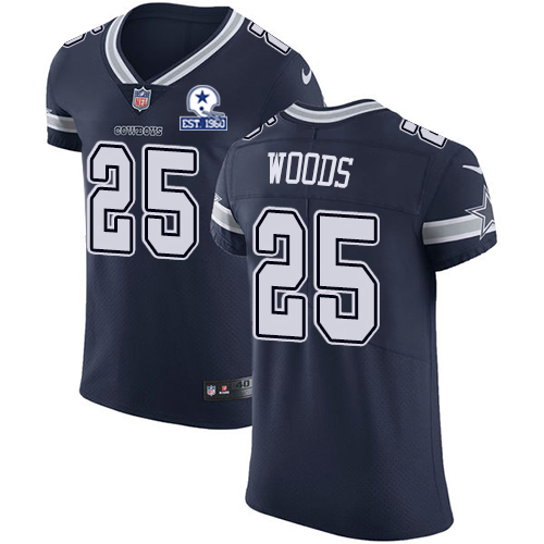 Personalized Cowboys #25 Xavier Woods Navy Blue Team Color Men’s Stitched With Established In 1960 Patch NFL Untouchable Elite Jersey