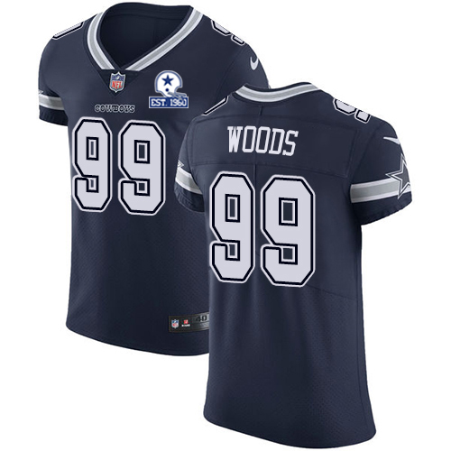 Personalized Cowboys #99 Antwaun Woods Navy Blue Team Color Men’s Stitched With Established In 1960 Patch NFL Untouchable Elite Jersey