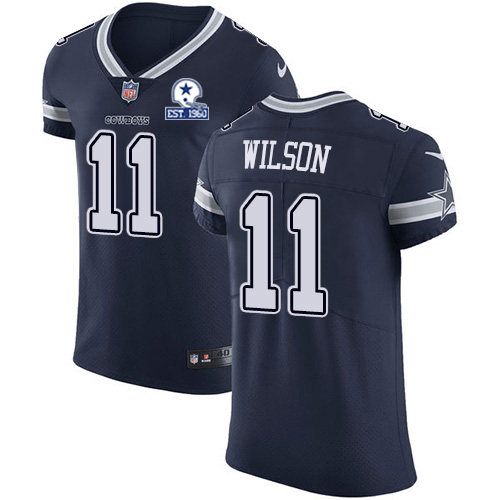 Personalized Cowboys #11 Cedrick Wilson Navy Blue Team Color Men’s Stitched With Established In 1960 Patch NFL Untouchable Elite Jersey