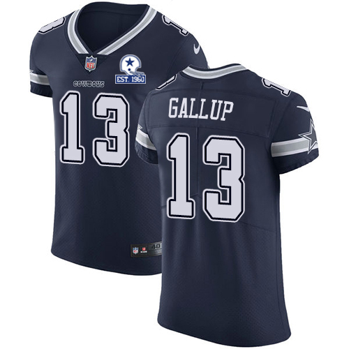Personalized Cowboys #13 Michael Gallup Navy Blue Team Color Men’s Stitched With Established In 1960 Patch NFL Untouchable Elite Jersey