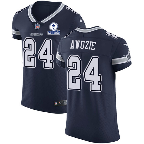 Personalized Cowboys #24 Chidobe Awuzie Navy Blue Team Color Men’s Stitched With Established In 1960 Patch NFL Untouchable Elite Jersey