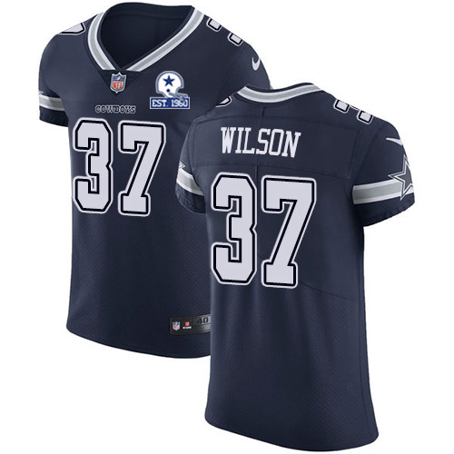 Personalized Cowboys #37 Donovan Wilson Navy Blue Team Color Men’s Stitched With Established In 1960 Patch NFL Untouchable Elite Jersey