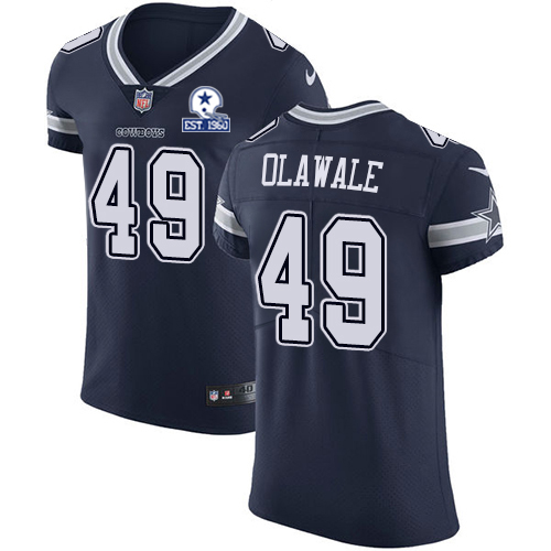 Personalized Cowboys #49 Jamize Olawale Navy Blue Team Color Men’s Stitched With Established In 1960 Patch NFL Untouchable Elite Jersey