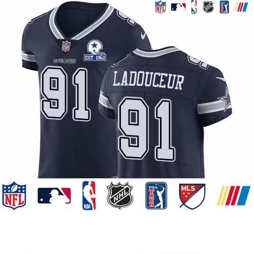 Personalized Cowboys #91 L.P. Ladouceur Navy Blue Team Color Men’s Stitched With Established In 1960 Patch NFL Untouchable Elite Jersey