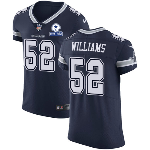 Personalized Cowboys #52 Connor Williams Navy Blue Team Color Men’s Stitched With Established In 1960 Patch NFL Untouchable Elite Jersey
